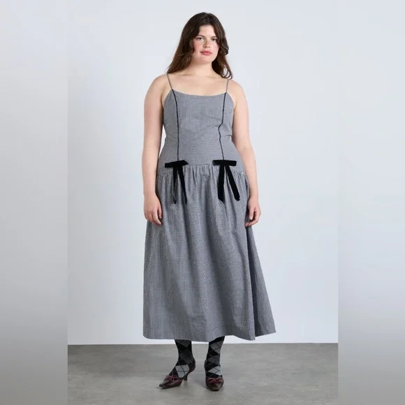 NWT Damson Madder Persephone Midi Dress in Black Gingham UK 16 / US 12 - Picture 9 of 16